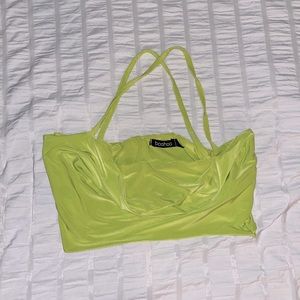 boohoo green silk tank